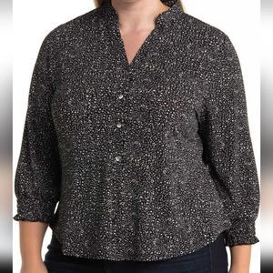 Belldini Ditsy Leopard Stars Print Top Plus‎ Size